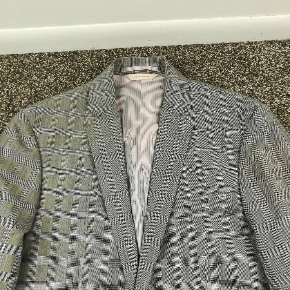 Brooks Brothers Sport Coat Angelico Italian Wool Glen Plaid Red Fleece Gray 36S